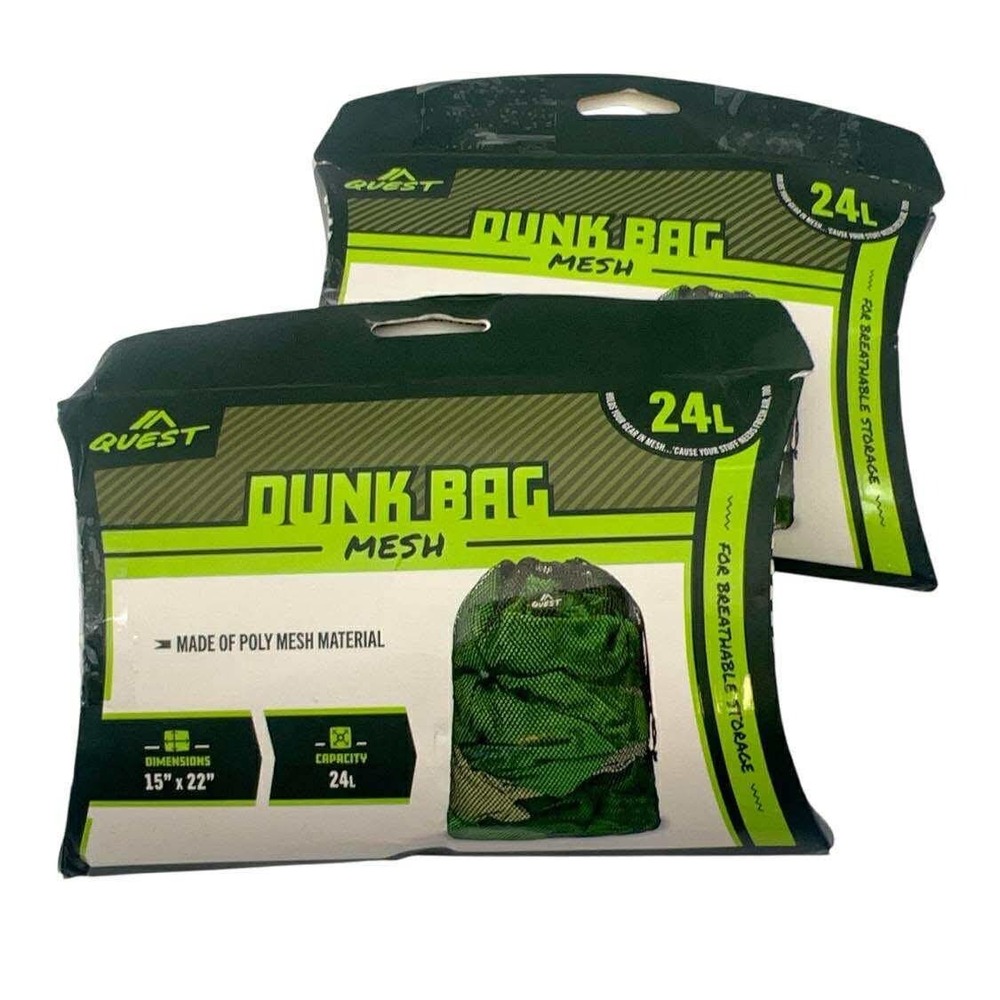 Quest 24L Dunk Bag Mesh Breathable Storage Cinch Cord Lock Poly Camping - 2 pack